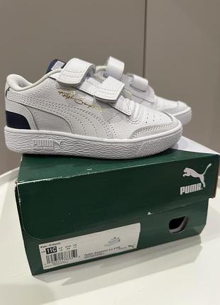 Кеди дитячі puma білі, розмір 28, довжина устілки 18 см, шкіряні ralph sampson lo v ps white-peacoat-white