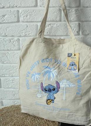 Сумка-шопер (tote bag) із принтом героїв мультфільму lilo and stich стіч