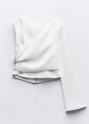 Топ жіночий zara білий з одним рукавом