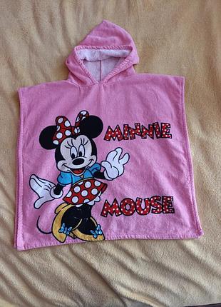 Халат-пончо для дівчаток minnie mouse рожевий з капюшоном