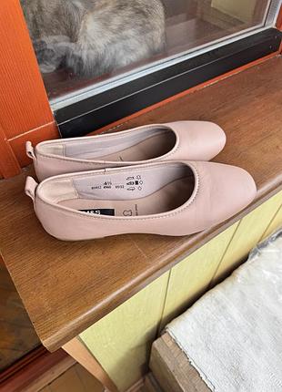 Балетки m&amp;s collection пудровые розовые, кожаные