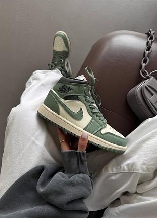 Кросівки air jordan 1 retro mid « jade smoke » premium💚