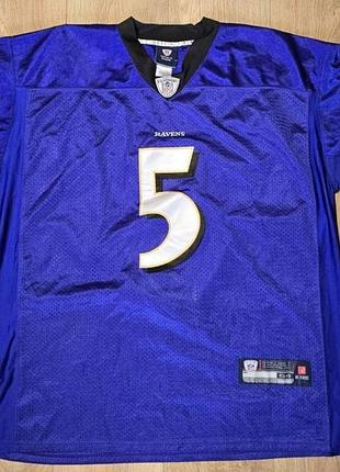 Joe flacco reebok premier nfl game sewn jersey baltimore ravens #5 purple xl euc