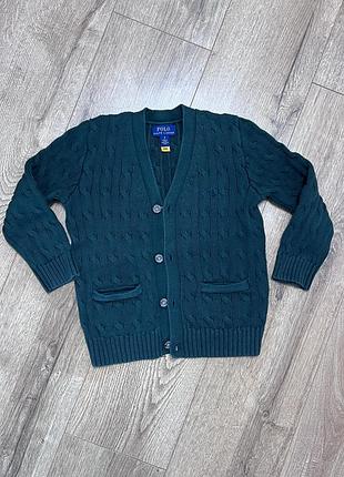 Кардиган дитячий для хлопчиків ralph lauren зелена бавовняна на 5 років
