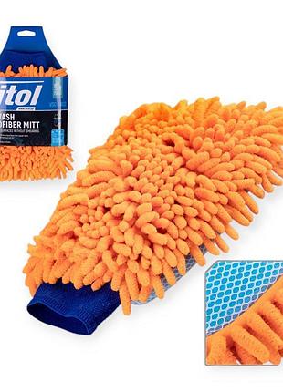 Губка из микрофибры для мойки автомобиля "перчатка" 25х18 vitol