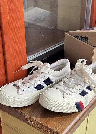 Кеды pro-keds белые с синими вставками