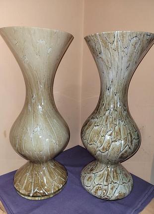 Монументальні підлогові вази jozefina krosno (польща). стиль murano art glass. пара 50 см