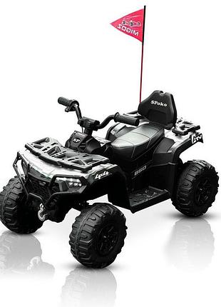 Дитячий електроквадроцикл spoko sp-918 чорний, для активних ігор на свіжому повітрі, для дитячого дозвілля, для подвір'я, для саду