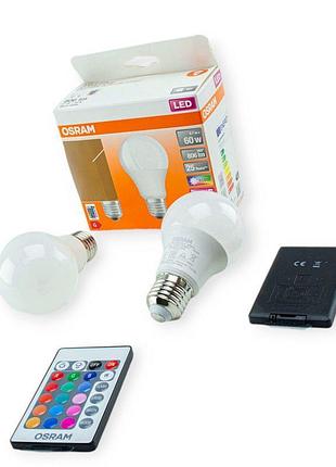 Лампа светодиодная 220v e27 9w a60 rgb osram пульт