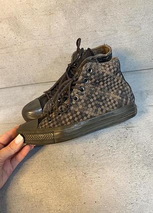 Кеди унісекс converse chuck taylor all star black grey weave hi top