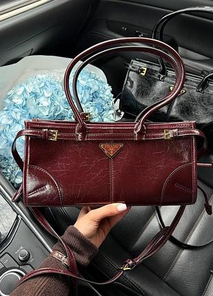 Prada medium leather handbag burgundy (оригінальна коробка) 33 х 17 х 10