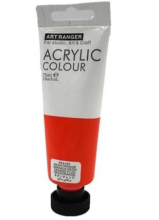Акрилова фарба art ranger "neon orange" пласт туб 75мл