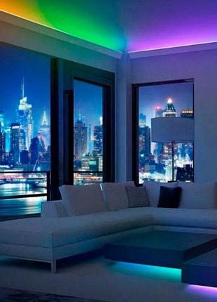 Світлодіодна стрічка smd 5050 rgb led 5 м ip65 з пультом та блоком живлення