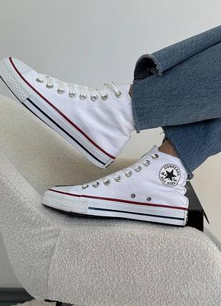 Жіночі кеди converse all star високі білі текстиль кросівки конверси 39-25 (b)