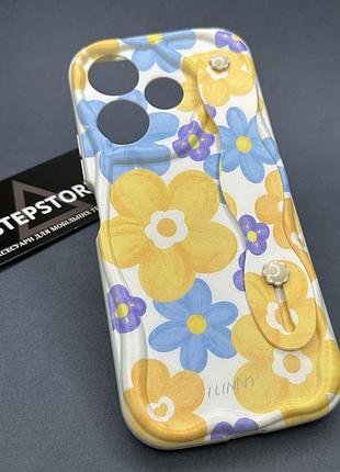 Чехол для xiaomi redmi 13 с ярким рисунком волнистой противоударной защиты камеры с лямкой-держателем.
