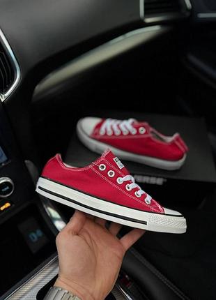 Женские кеды converse all star низкие красные текстиль кроссовки конверсы (b)