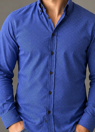 Чоловіча сорочка louis vuitton slim fit синя з монограмою