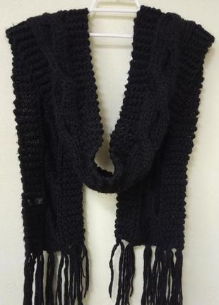 Стильний, довгий, теплий шарф з кистями і візерунками. made in p.r.c.7 фото
