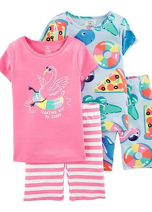 Новая пижама для девочки 110см, carter's, 4-5роков, костюм для девочки, футболка + шорты для девочки, хлопок