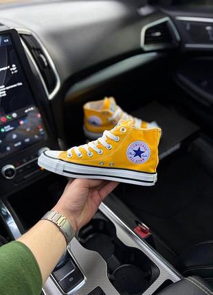Женские кеды converse all star высокие желтые текстиль кроссовки конверсы (b)
