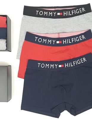 Нижня білизна tommy hilfiger 3шт синій, сірий, червоний m / 46