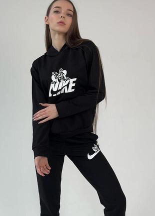 Женский спортивный костюм nike худи + штаны черный комплект найк весенний осенний l (bon)