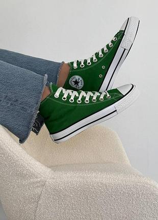 Жіночі кеди converse all star високі зелені текстиль кросівки конверси 40-25.5 (b)