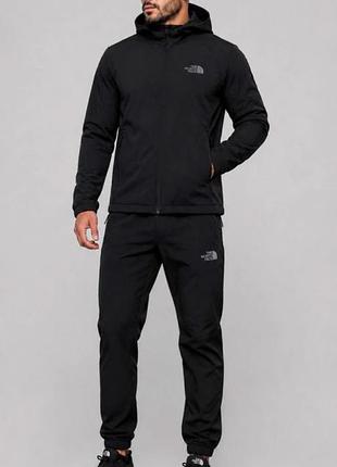 Чоловічий зимовий спортивний костюм the north face із щільного softshell на флісі.