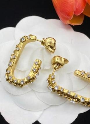 Серьги alexander mcqueen skull hoop gold люкс качество