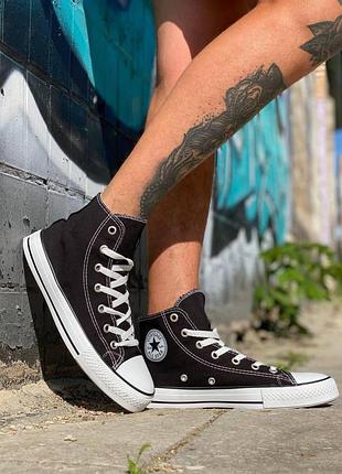 Женские кеды converse all star высокие черные текстиль кроссовки конверсы 40-25.5 (b)