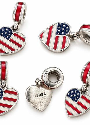 Оригінальний шарм pandora usa heart flag 🇺🇸