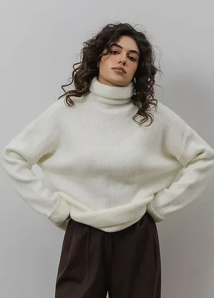 Укорочений кремовий светр грубої в'язки divided від h&m, розмір xl (оверсайз)