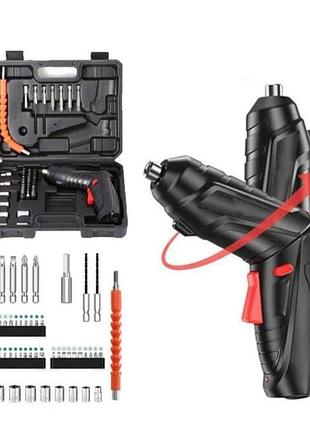 Аккумуляторная отвертка шуруповерт с насадками 47 предметов в кейсе 7