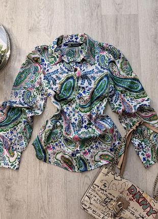 Сорочка zara сатинова , яскрава, тренд осені , розмір xs