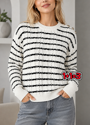 🎁1+1=3 чудовий вільний чорно-білий жіночий светр primark, розмір 46 - 48