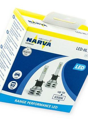 Автолампа led h1 12v-24v rpl2 19w 6500k narva