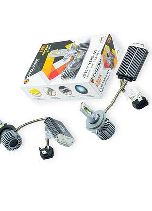 Автолампа led h4 12v-24v type 41 100w 5700k 18000l радиатор и вентилятор cyclone