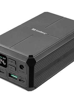 Пауэрбанк для ноутбука sandberg 27000 ма·ч, usb-c pd 100 вт, dc 12–24 в 84 вт, беспроводная зарядка qi 10 вт