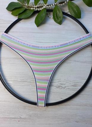 Трусики женские стринги из хлопка в рубчик 🎀
