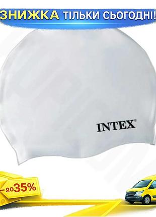 ©➀шапочка для плавания intex серая для детей от 8 лет купальная шапочка для бассейна ku-22