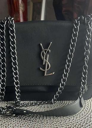 Чорна жіноча сумка, ручка регулюється під бренд ysl