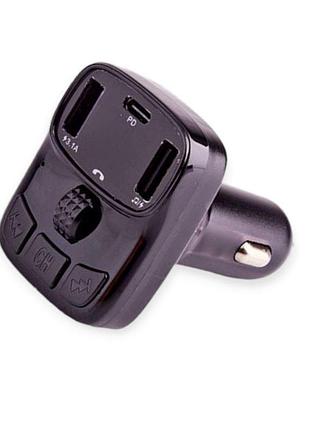 Fm модулятор cs12 usb, mp3, 12-24в, usb type c заряджання 3,1а pd, bluetooth