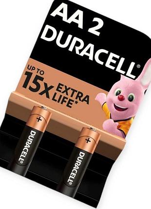 Батарейка aa лужна 1.5v пальчик duracell basic alkaline 2шт картон бельгія