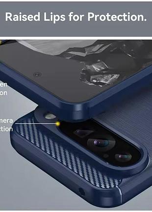 Чехол силиконовый carbon для google pixel 9, 9 pro (темно-синий) 6