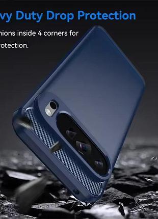 Чехол силиконовый carbon для google pixel 9, 9 pro (темно-синий) 7