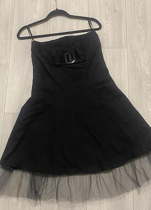 Коктейльна чорна сукня без бретелей for femme (paris), made in italy, розмір l (бавовна)