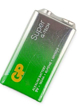 Батарейка "крона" щелочная 9.0v прямоугольная gp super g-tech alkaline пленка