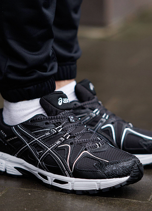 Мужские кроссовки asics gel kahana 8 gore-tex black white черно белые водонепроницаемые с гор текс ассикс кель кахана демисезонные
