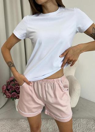 Піжамні шорти з сатину pearl cosy пильна пудра