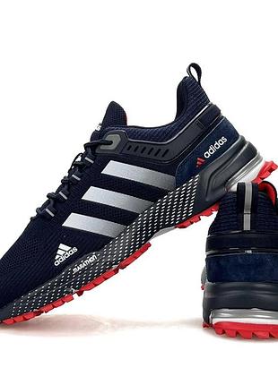 Мужские кроссовки для бега adidas marathon синие из сетки летние для занятия спортом легкие современные для мужчин адидас марафон